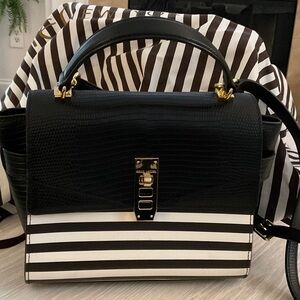Henri Bendel crossbody, Black and White Striped Handbag
